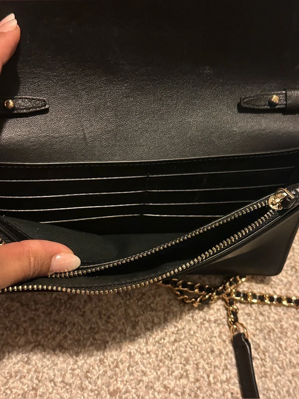 Tory Burch Black Quilted Leather Crossbody with Gold Chain - Picture 7 of 8